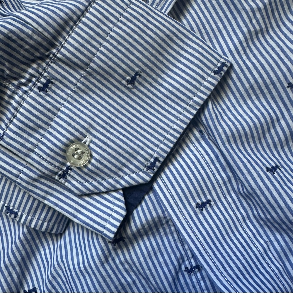 Harmont & Blaine Harmont Blaine Blue Stripe With Dachshund Embroidery View 5